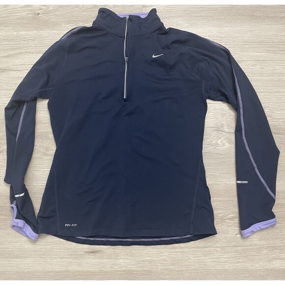 Nike Running Jacket women blue Quarter Zip Pullover Dri Fit Stretch Gym medium - Picture 1 of 6